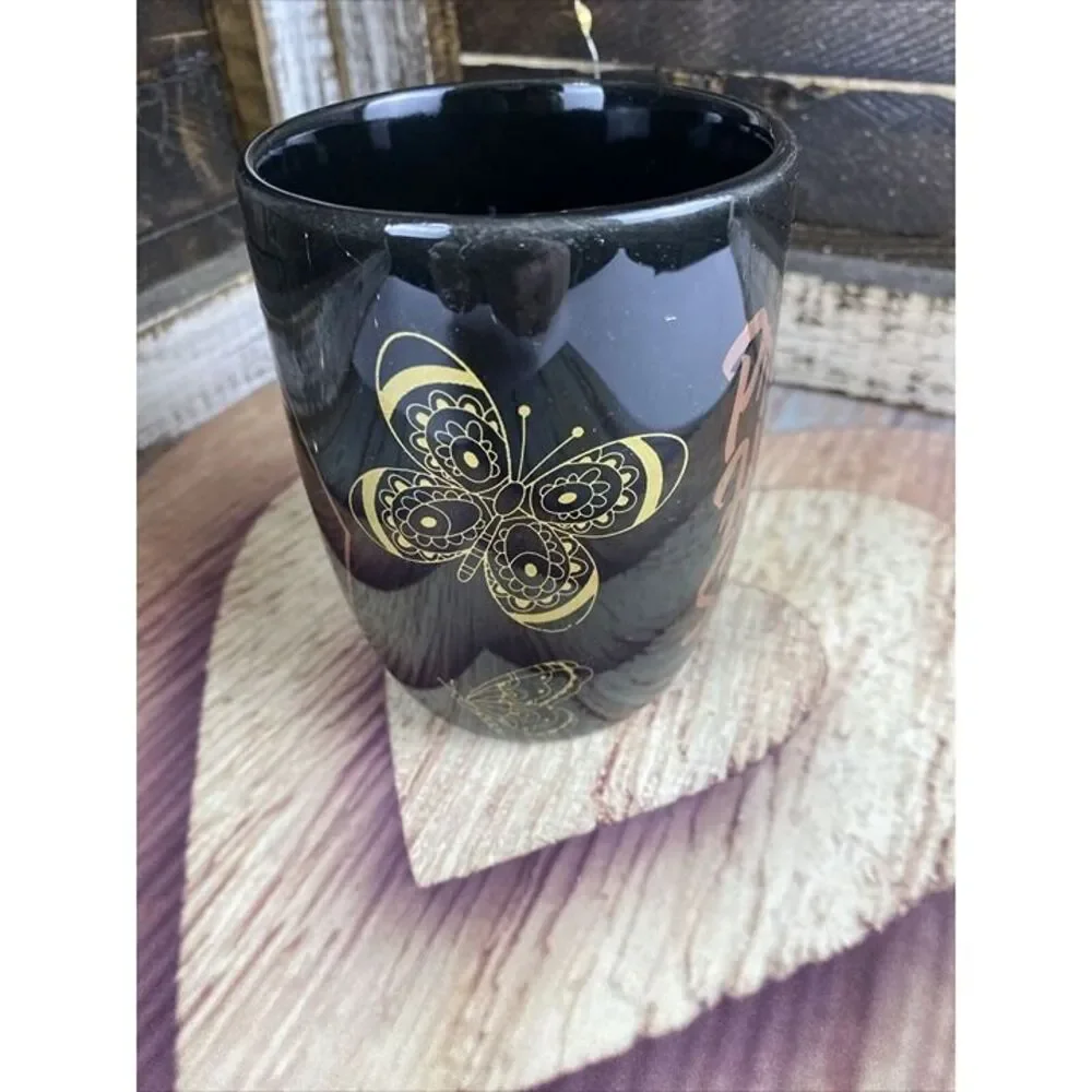 Pray Hustle Shine Butterfly Decal Epoxy Resin Coffee Tea Cup Mug 4.5 X 3.5 in